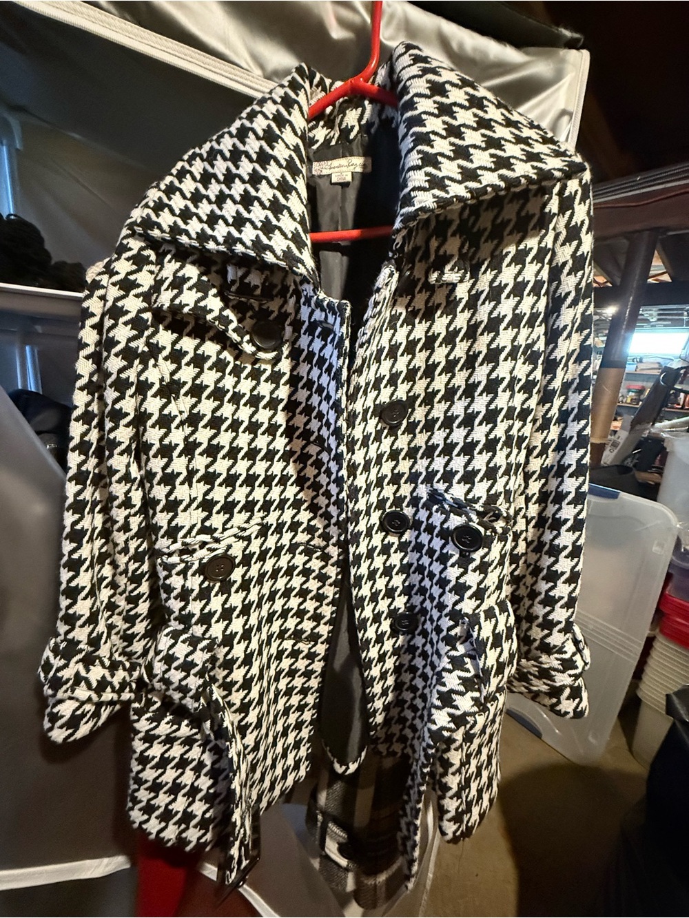 American Rag Black and White Houndstooth Peacoat